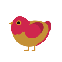 A gold and crimson chicken with a head pattern