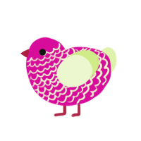 A fuchsia and apple chicken with a lace pattern