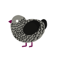 A ash and black chicken with a lace pattern