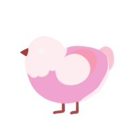 A pink and rose chicken with a head pattern