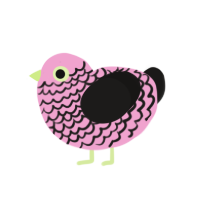 A pink and sable chicken with a lace pattern
