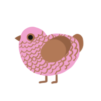 A pink and brown chicken with a lace pattern