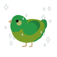 A chartreuse and viridian chicken with a head pattern