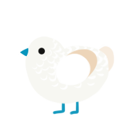 A white and cream chicken with a half-lace pattern