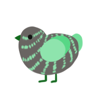 A grey and spring chicken with a bar pattern