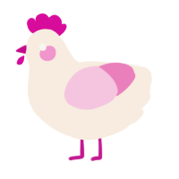 A cream and pink chicken