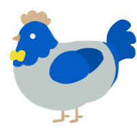 A silver and ultramarine chicken with a head pattern