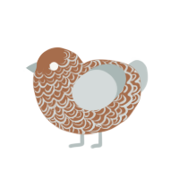 A brown and silver chicken with a double-lace pattern
