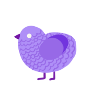 A lilac and blurple chicken with a lace pattern