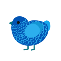 A ultramarine and sky chicken with a lace pattern