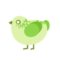 A apple and grass chicken with a neck-speckle pattern