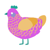 A orchid and honey chicken with a head pattern