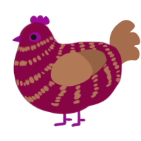 A maroon and brown chicken with a bar pattern