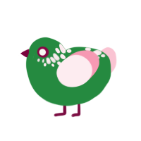 weed head 2, a viridian and rose chicken with a neck-speckle pattern