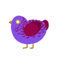 A blurple and maroon chicken with a half-lace pattern