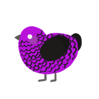 A amethyst and sable chicken with a lace pattern