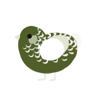 A olive and white chicken with a half-lace pattern