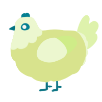 A lemon and apple chicken with a head pattern