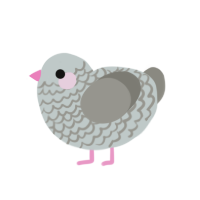 A silver and ash chicken with a lace pattern