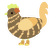 A grey and honey chicken with a bar pattern