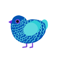 A ultramarine and aqua chicken with a lace pattern