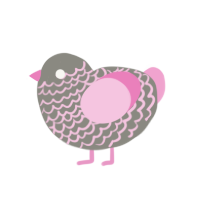 A ash and pink chicken with a lace pattern