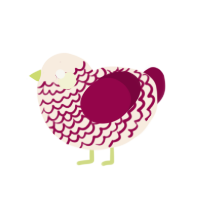 A cream and maroon chicken with a lace pattern
