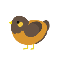 A orange and bark chicken with a head pattern