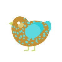 A gold and aqua chicken with a speckle pattern