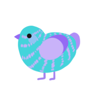 A aqua and lilac chicken with a bar pattern