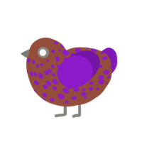 A russet and violet chicken with a speckle pattern