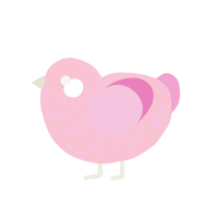 A rose and pink chicken with a speckle pattern