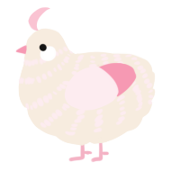 A cream and rose chicken with a bar pattern