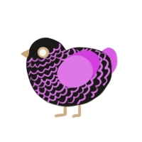 A sable and orchid chicken with a lace pattern