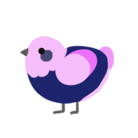 A navy and lavender chicken with a head pattern