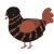 Hei, a sable and russet chicken with a bar pattern