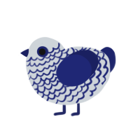 A mist and navy chicken with a lace pattern