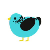 A aqua and black chicken with a neck-speckle pattern