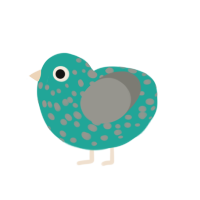 A turquoise and ash chicken with a speckle pattern