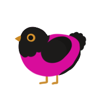 A fuchsia and sable chicken with a head pattern