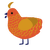 Tai, a vermilion and ochre chicken with a lace pattern