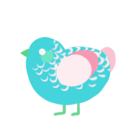 A aqua and rose chicken with a half-lace pattern