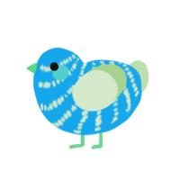 A sky and gluppy chicken with a bar pattern