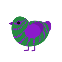 A viridian and violet chicken with a bar pattern