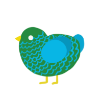 A viridian and cerulean chicken with a lace pattern