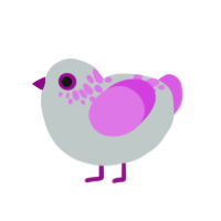 lavender milk tea, a silver and orchid chicken with a neck-speckle pattern