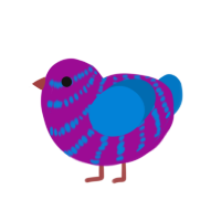 A plum and sapphire chicken with a bar pattern