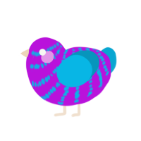 A amethyst and cerulean chicken with a bar pattern