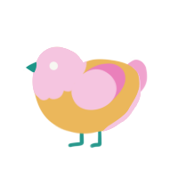 A honey and pink chicken with a head pattern