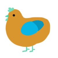 A orange and cerulean chicken